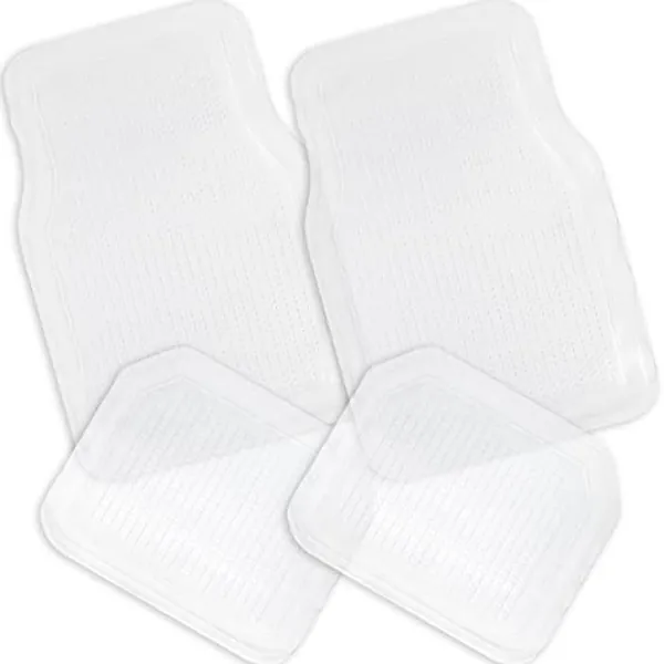 ZONETECH All Weather Full Rubber Clear Car Interior Floor Mats – 4-Piece Set Clear Heavy Duty Car Interior Floor Mats