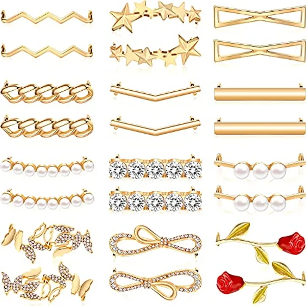 Hicarer 24 Pieces Shoelaces Charms for Sneakers Rose Shoes Accessory Casual Shoes Decorative for Women Accessory