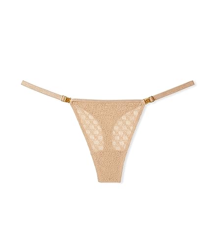 Victoria's Secret Icon Thong Panty, VS Monogram Panty, Adjustable Strap, G String Underwear, Very Sexy Collection (XS-XXL) - Small - Praline