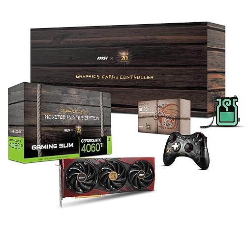MSI Gaming RTX 4060 Ti 8G x GC30 Monster Hunter Edition Graphics Card + GC30 Controller Bundle (NVIDIA RTX 4060 Ti, 128-Bit, Boost Clock: 2535 MHz, 8GB GDRR6 18 Gbps, HDMI/DP)