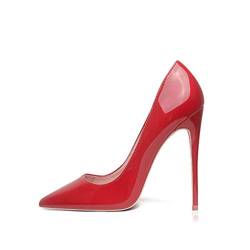 GENSHUO - Scarpe décolleté da Donna, con Tacco Alto a Spillo, Stile Sexy, Slip on, da Festa - 39 EU - Rosso