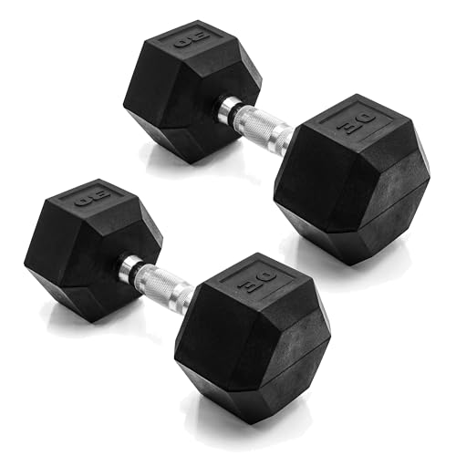 CAP Barbell Coated Dumbbell Weight Pairs | Multiple Options - Chrome Handle - 30-Lbs Pair