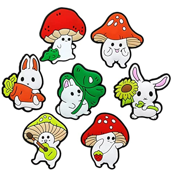 7 Pcs Cute Rabbit Croc Charms, Kawaii Mushroom Shoe Decoration Charms
