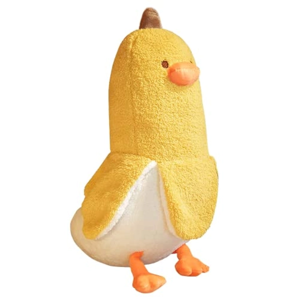 PEACH CAT Banana Duck Plush Toy Cute Plushie Hugging Plush Pillow Duck Stuffed Animal for Girls and Boys Yellow 35.4"