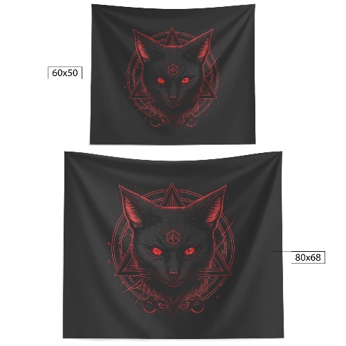 Gothic Black Cat Tapestry - 80" X 68"