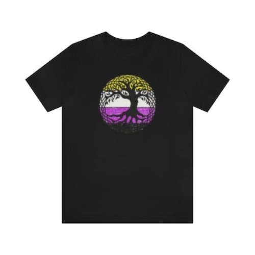 LGBTQ+ Non Binary Tree of Life Shirt - Black / XL