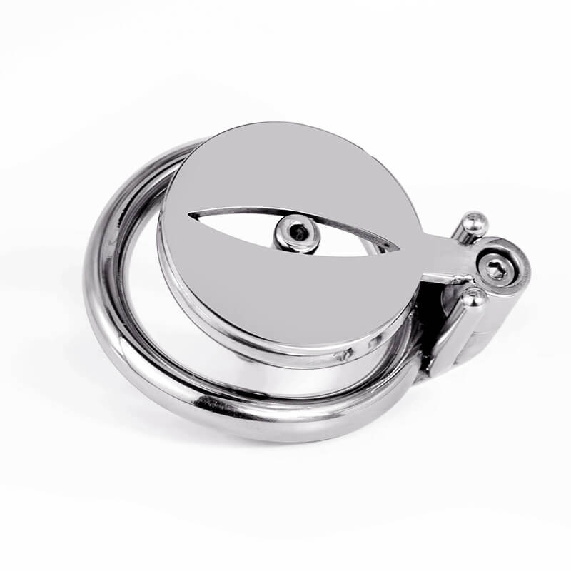 Men's stainless steel flat short with a chastity lock | S-40MM