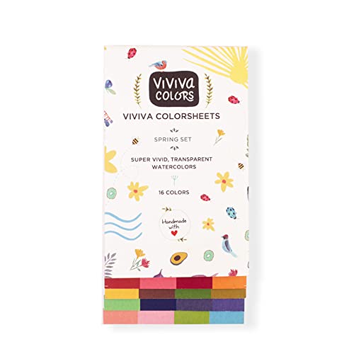 Viviva Coloursheets, Spring Single Set, 16 Vibrant Watercolours, for Outdoor and Travel, VV276003 - Multicolor