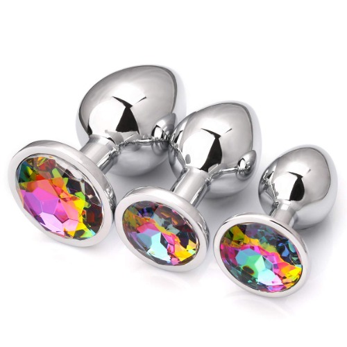 Akstore 3 Pcs Luxury Jewelry Design Fetish Butt Plug(Colorful) - Colorful