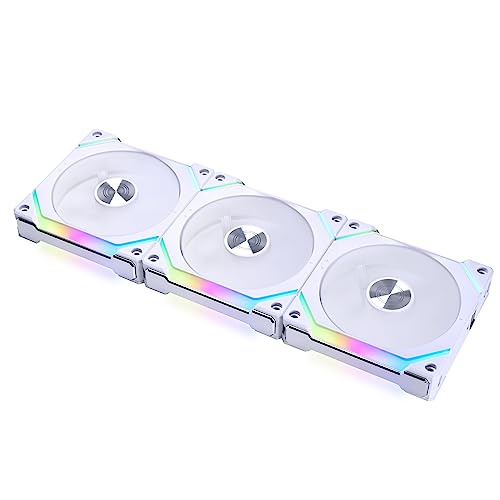 Lian Li UNI Fan SL120 V2 RGB White Triple Pack with Controller - UF-SL120V2-3W (V2) - 120mm 3 Pack White with Controller