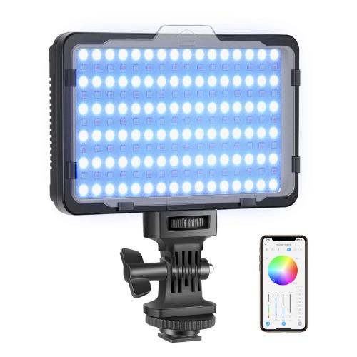 Neewer Luce 176 LED RGB con Controllo via APP, 360° Colore Pieno CRI95+ Dimmerabile 3200-5600K 9 Scene d’Illuminazione per YouTube Reflex Digitali Videocamere Illuminazione SENZA Batterie