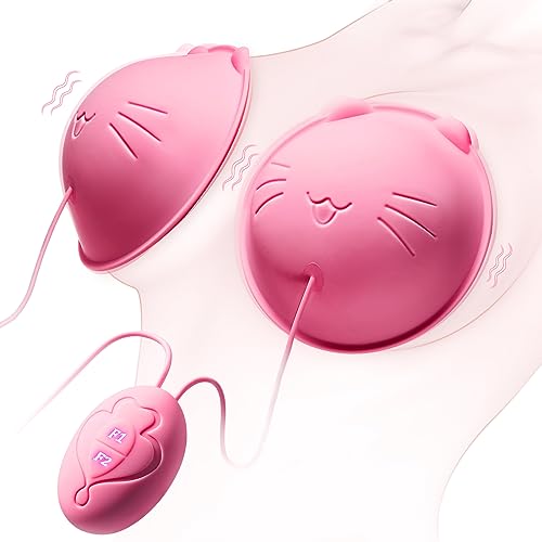 Nipple Toy Vibrator, Vibrating Nipple Clamps Sucking Stimulator Massager with 10 Powerful Vibration，Rechargeable Adult Sex Toys for Women Couples Pleasure Pink