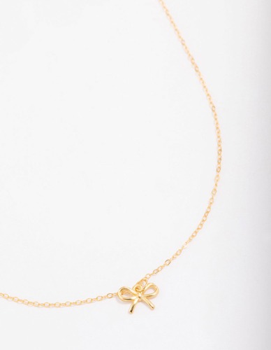 Gold Plated Sterling Silver Bow Pendant Necklace | Default Title