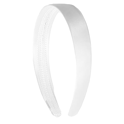 White 1 Inch Satin Hard Headband - White