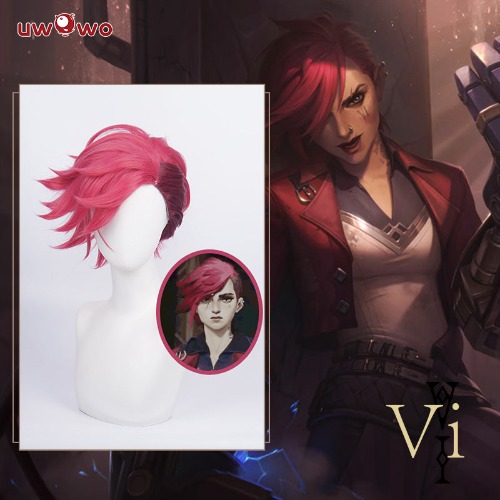 Uwowo Game League of Legends Cosplay LOL Vi Cosplay Wig  LOL Arcane Young Ver Vi Wig