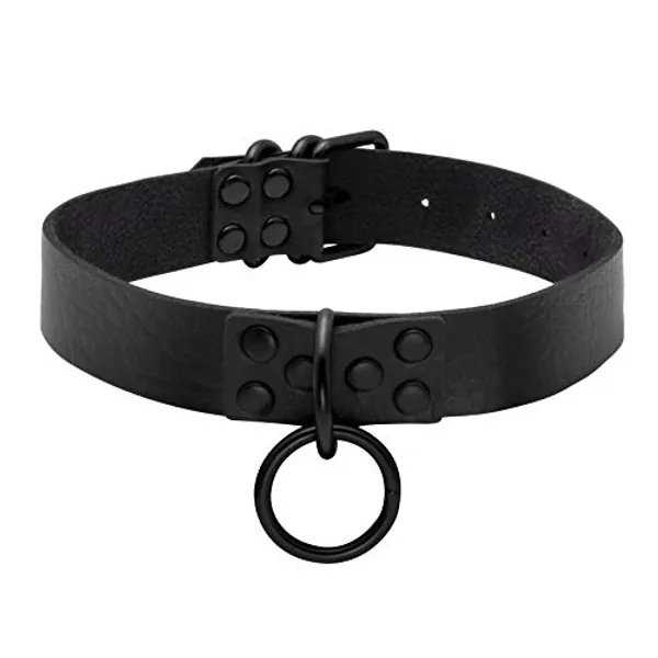 MILAKOO Black Gothic Punk PU Leder Choker Halskette Kragen O-Ring Kragen für Männer Frauen