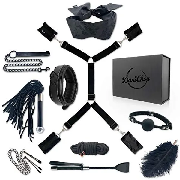 DaniChou 10-tlg. SM Sex Spielzeug beide, Sex toys und Bondageset Seil, mit Fesseln & Bondage, Nippelklemmen, BDSM Peitsche, Knebel, Augenbinde Sex Bettfesseln Sex Set, Sex Toyset für Paar Set