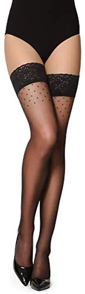 Merry Style Damen Halterlose Strümpfe mit Muster 20 DEN GI1108