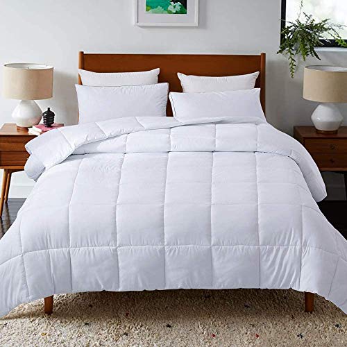 DOWNCOOL Comforters Twin Size, Duvet Insert,White All Season Duvet, Lightweight Quilt, Down Alternative Hotel Comforter with Corner Tabs (White, Twin 64x88 Inches) - Duvet - Twin - White