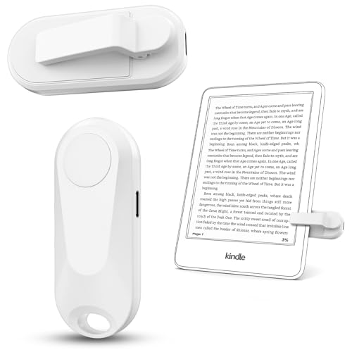DATAFY Remote Control Page Turner for Kindle Paperwhite Oasis Kobo eReaders, Camera Video Recording Remote Triggers, Page Turner Clicker for ipad Tablets Reading Novels with Wrist Strap Storage Bag - White