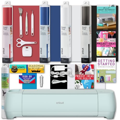 Cricut Explore 3 with Smart Vinyl Rolls, Transfer Tape and Cutting Machine Tools Bundle -Beginner Cutting Machine with Materials, DIY Crafting Projects, Getting Started with Cricut Instructional eBook - Explore 3 - Classics Vinyl Bundle