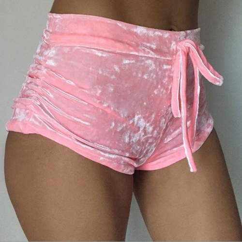 Vevet Velour Shorts - Pink / S