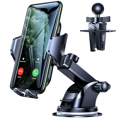VICSEED [No.1 Powerful Suction] [Rally Racing-Grade Stability] Phone Holders for Your Car 2024 Upgraded Car Phone Holder Mount Truck Stand for Dashboard Windshield Vent for iPhone Samsung All Phones - Black