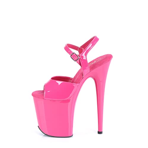 Pleaser Women's Flamingo-809 Ankle-Strap Sandal - 8 - Hot Pink Patent/Hot Pink