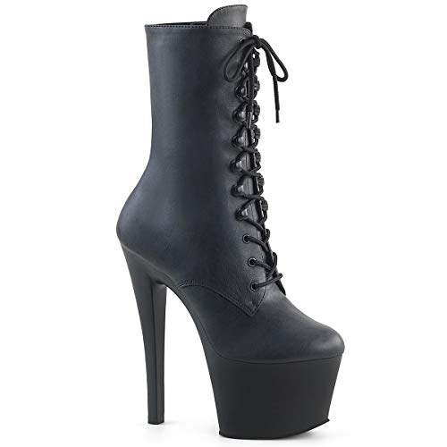 Pleaser Women's Sky-1020 Ankle Boots - 8 - Black Faux Leather/Black Matte