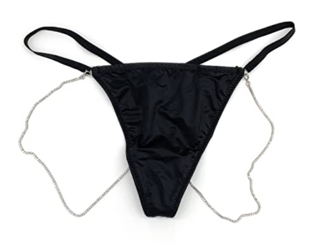 Victoria's Secret Bombshell Shine Thong Panty - Small - Black/Chains
