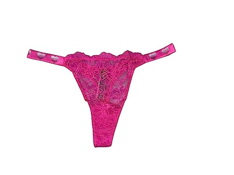 Victoria's Secret Bombshell Shine Strap Very Sexy Lace Thong Panty Color Fuschia New