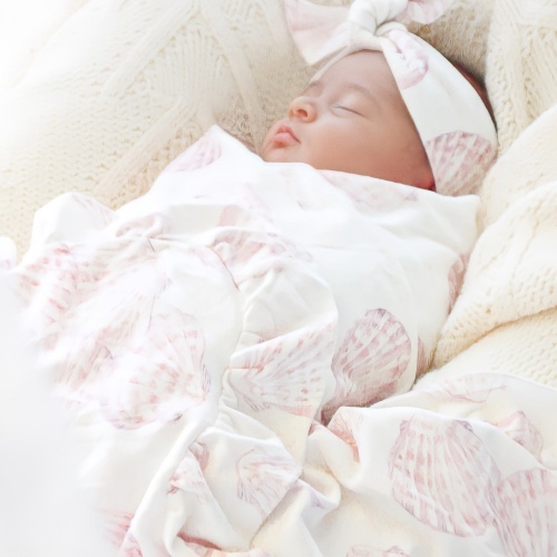Jersey Swaddle & Top Knot - Sea Shells | Default Title
