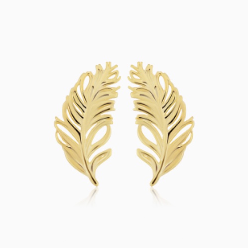 Fine as A Feather Studs | Yellow Gold / 14k Solid Gold