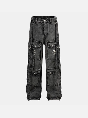 NEV Washed Multi Pocket Cargo Jeans | Black / 29