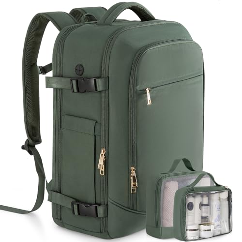 Rinlist Carry on Backpack, Flight-approved Backpack for Traveling, 40L Personal Item Travel Backpack, Peacock Green - Peacock Green