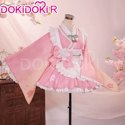DokiDoki-R Cosplay Sakura Costume Cute Wabi-sabi Tea House maid Sweet Dress Pink | XL-Order Processing Time Refer to Description Page