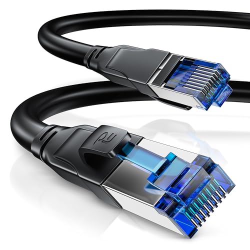 CSL - 20m CAT 8.1 Netzwerkkabel 40 Gbits - LAN Kabel Patchkabel Datenkabel - CAT 8 High Speed Gigabit Ethernet Cable - 40000 Mbits Glasfaser Geschwindigkeit - S/FTP PIMF Schirmung RJ45 Stecker - 20m - schwarz