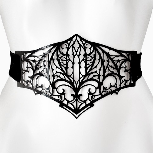 RTO - CATHEDRAL BAT FILIGREE CORSET BELT | Black