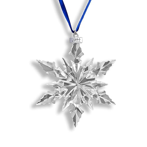 Maxistal 2022 Edition Crystal Snowflake Ornament Christmas Tree Ornament Home Decor Gift (Transparent) - Transparent