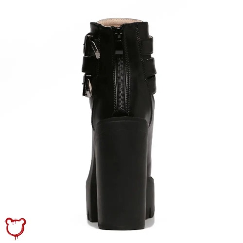 "Black Goth Platform Boots by Gatekeeper" - black / 5.5