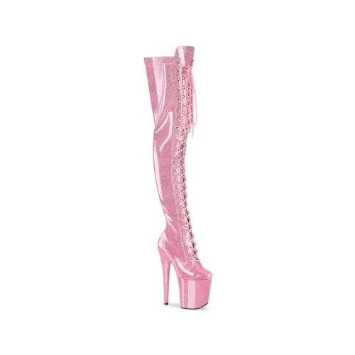Pleaser BabyPink Glitter Tall Boots