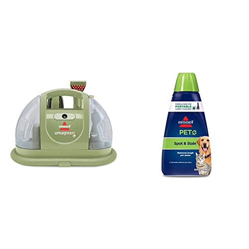 Bissell Multi-Purpose Portable Carpet and Upholstery Cleaner, 1400B, Green with Bissell 74R7 Pet Stain & Odor Portable Machine Formula, 32-Ounce, Fl Oz - Lillte Green + Pet Formula