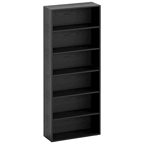 IRONCK Bookshelves and Bookcases Floor Standing 6 Tier Display Storage Shelves 70in Tall Bookcase Home Decor Furniture for Home Office, Living Room, Bed Room - Vintage Black - 1 Pack