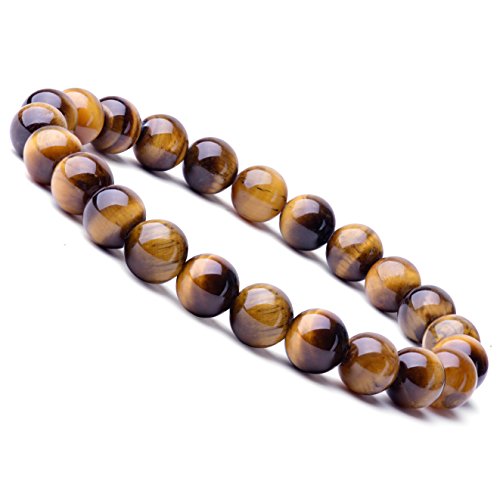 WRCXSTONE Natural 8mm Gorgeous Semi-Precious Gemstones Healing Crystal Stretch Beaded Bracelet Unisex - Tiger eye