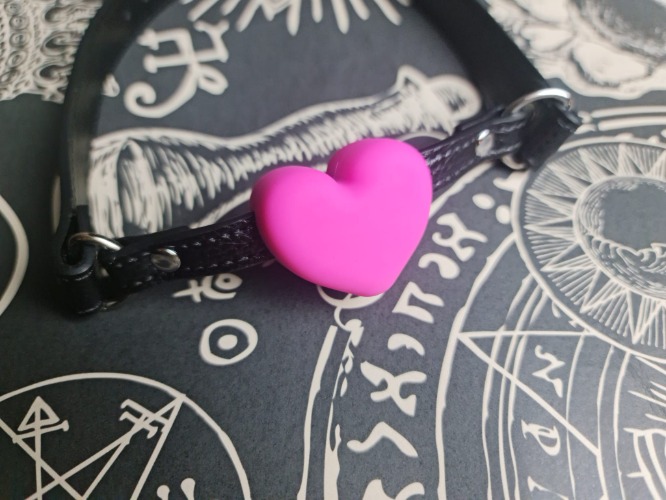 BDSM heart gag: adjustable, cute, little, pet, silicone, - Pink