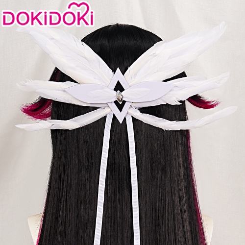 DokiDoki Game Genshin Impact Fatui Harbinger Cosplay Wig Cosplay Columbina Wig Long Straight | Hair  Back  Accessory -Ready For Ship