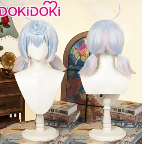 DokiDoki Game Genshin Impact Cosplay Fontaine Sigewinne Wig Blue Pink Twin Tail Cute | Sigewinne-PRESALE