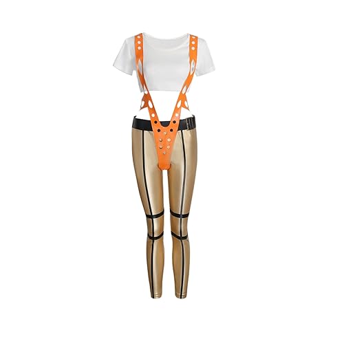 LOADREAM The 5th Fifth Element Role Play Leeloo Costume Orange Suspender Sexy Bodysuit Women Adults Christmas Party Gifts - Medium