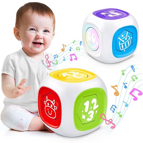 Bilingual Learning Activity Cube Toys for 1 Year Old Boy Girl, 12-18 Month Early Developmental Baby Musical Toys with Music & Light, Toddler Toys Age 1-2, Christmas Birthday Gifts for 1+ Year Old