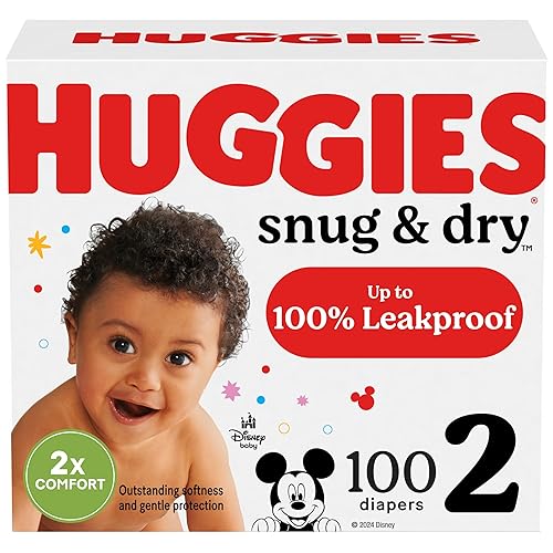 Huggies Size 2 Diapers, Snug & Dry Baby Diapers, Size 2 (12-18 lbs), 100 Count, Packaging May Vary - Size 2 - 100